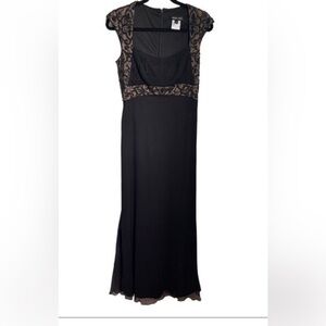 Tadashi Shoji Floor Silk Beaded Floor Length Gown Petite size 2